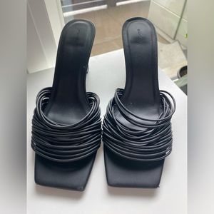 Oak and Fort Heels with black straps- size 9